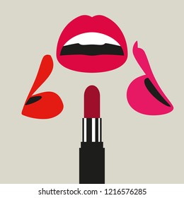 Three Lips One Lipstick Lipstick Color Stock Vector (Royalty Free ...