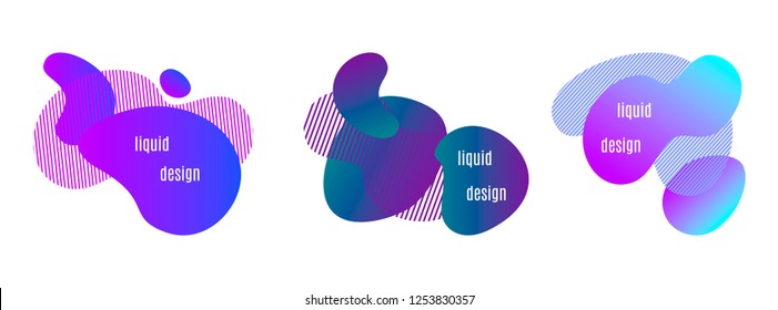 Three liquid abstract shapes. Modern vector design with text. Suitable for banners, backgrounds, templates.