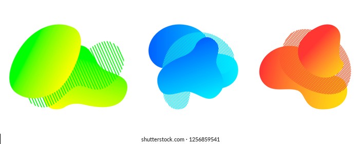 Three liquid abstract shapes. Modern vector design. Suitable for banners, backgrounds, templates.