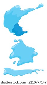 Tres formas líquidas como salpicaduras de agua en dibujos animados sobre fondo blanco.