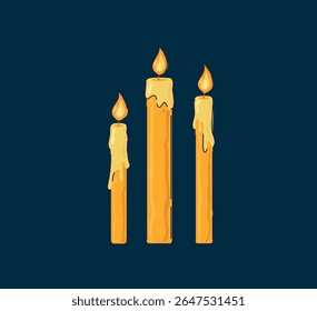 Três velas acesas elegantemente dispostas sobre um fundo escuro criam um ambiente calmante