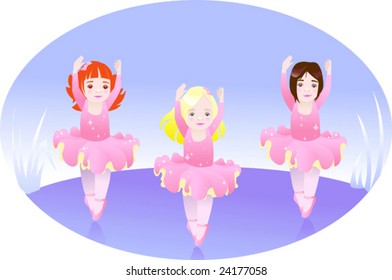 Three  little ballerinas on the lake