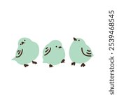 Three little birds, simple Hand-drawn vector illustration