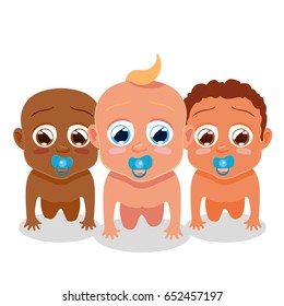 Three little boy with nipples. Vector illustration isolated on white background