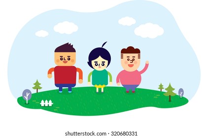 three little children