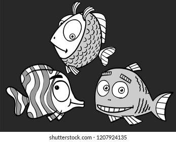 Three little cute fish