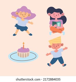 Three Little Kids Characters Group