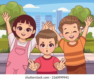 Three Little Kids On The Street Characters