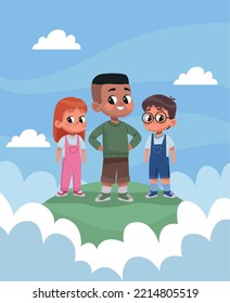 Three Little Kids Standing Characters