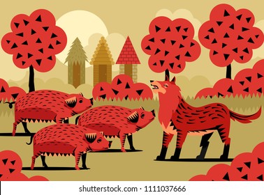 three little pigs and big bad wolf