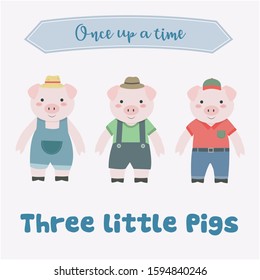 Three Little Pigs Cute Illustration