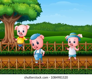 Three little pigs doing activity