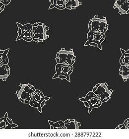 three little pigs doodle seamless pattern background
