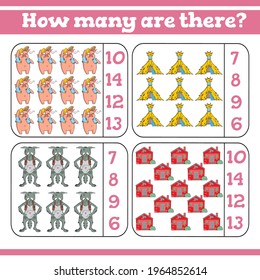 Three little pigs How many are there? Counting Game for Preschool Children. Count how many Educational a mathematical game. 