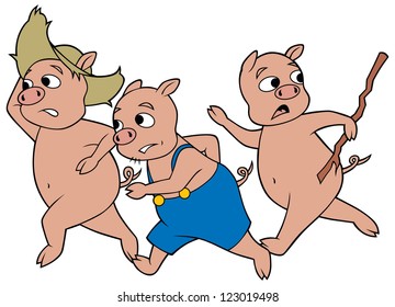 Three Little Pigs Running