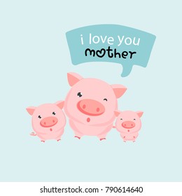 Three little pigs says i love u mother. Happy mother's day.