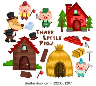 the three little pigs in a vector set ready to be used