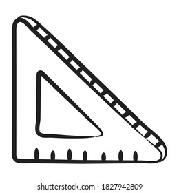 Tres reglas de sección cruzada de lobo conocidas como icono de doodle de escala triangular