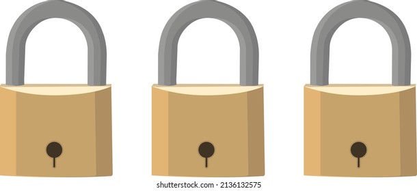 Three locks, illustration, vector on a white background.
