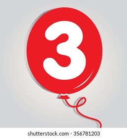 Three  logo with balloon. Vector illustration.