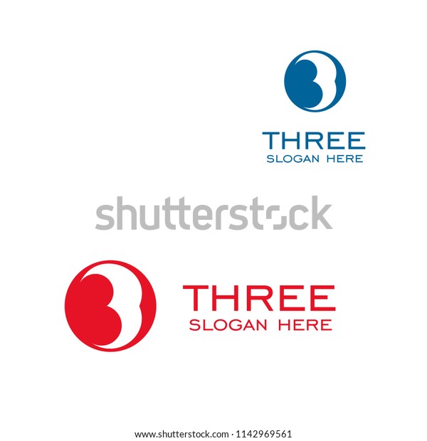 Three Logo Design 3 Number Logo Stock Vector (Royalty Free) 1142969561 ...