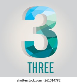 Three logo flat with low poly. Vector illustration.
