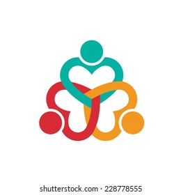 Three logo heart love people. Vector icon