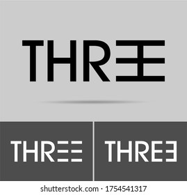 Three Logo; Numeral And Word Logo For Number. Three Letter With Three Figure Logo Design. 