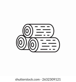 three logs wood icon sign vector
