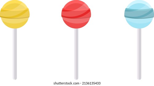 Three lolipops, illustration, vector on a white background.