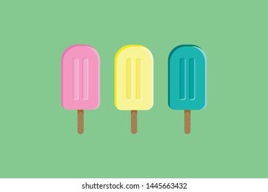 Three lollies ice cream in different colors