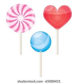 Three lollipops on a isolated background,vector