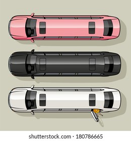 Three long luxury limousine for special occasions.