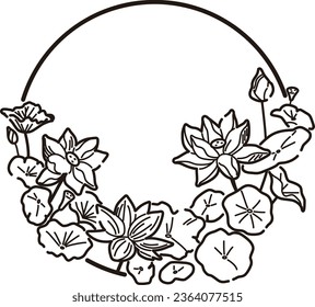 Drei-Lotusblume-Rahmen (Linienzeichnung)
