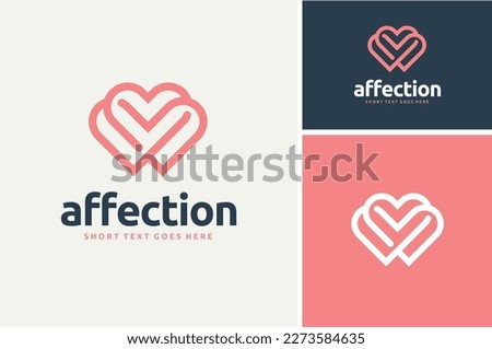 Three Love Heart Shape with Unbroken Infinity Line for Family Affection Care Link Connection logo design