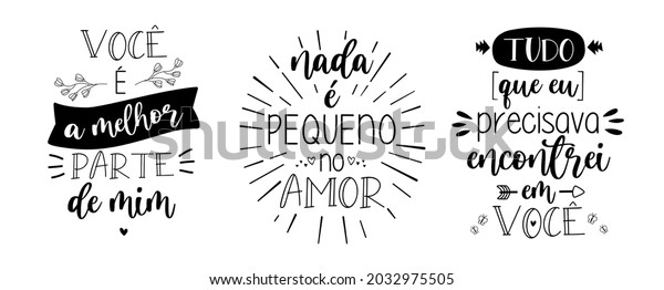 Three Love Lettering Brazilian Portuguese Vector Stock Vector (Royalty ...