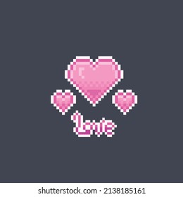 three love in pixel style