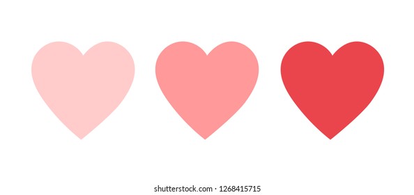 Three lovely hearts of pink color on a white background to celebrate Valentine's Day. Flat design. Vector illustration