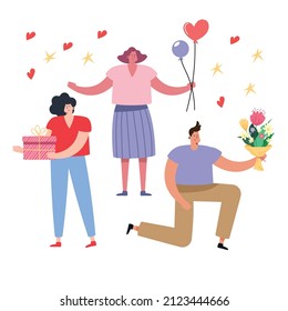 three lovers characters valentines day