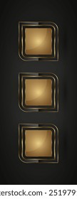 Three Luxury special geometrical shape of symbol with gold stoke around it used for high level and premium value concepts, vector illustration