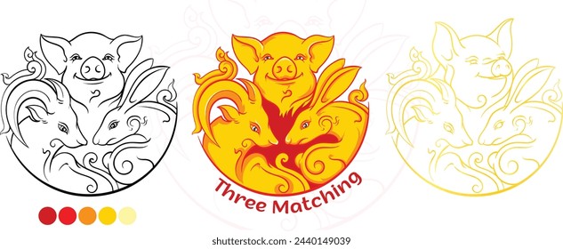Three macthing thai horo vector