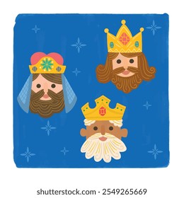 Three Magi Kings, Gaspar, Melchior, Balthazar, and Star in Christmas.