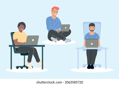 drei männliche Entwickler, die in Computern arbeiten