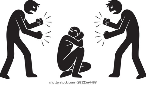 Three man being robbed, silhouette