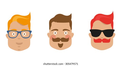 Three man character with glasses