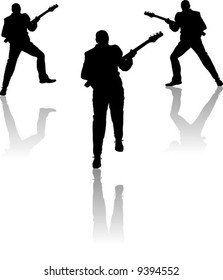 three man with guitar - vector