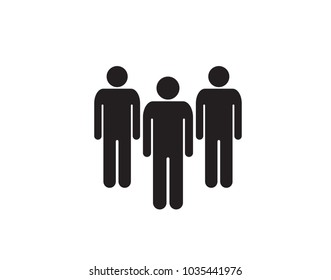 Three man icon representing teamwork and group interaction