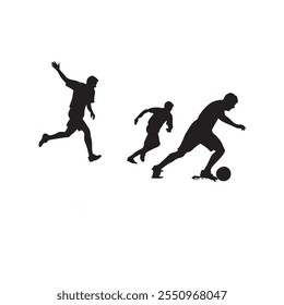 A three man plying in the field vector silhouette white background
