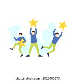 three man raised a star people character vector illustration flat design