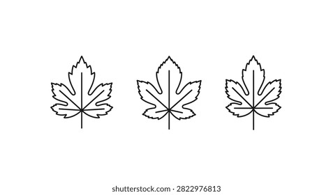 Three maple leaf silhouettes